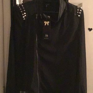 Black shirt XL with zipper on right front side and spikes